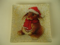 Prato de vidro com decoupage-Natal