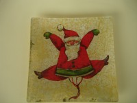 Prato de vidro com decoupage-Natal