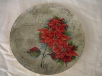 Prato de vidro com decoupage-Natal