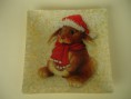 Prato de vidro com decoupage-Natal